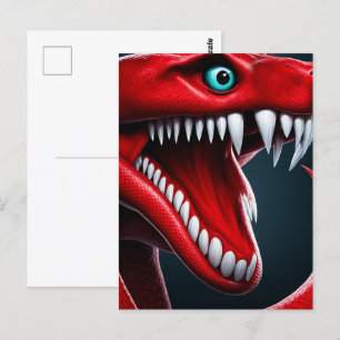 Cobra-Schlange mit lebhaften roten Schuppen und bl Postkarte