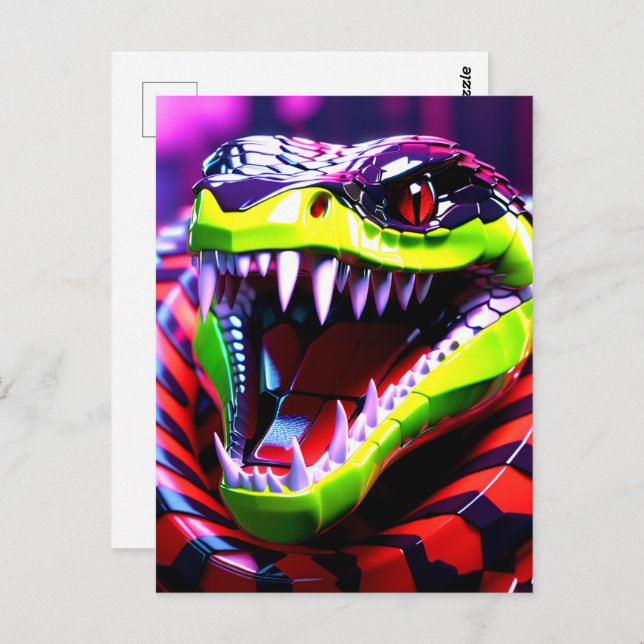 Cobra-Schlange mit limitierten grünen Lippen und r Postkarte (Vorne/Hinten)