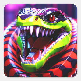 Cobra-Schlange mit limitierten grünen Lippen und r Quadratischer Aufkleber
