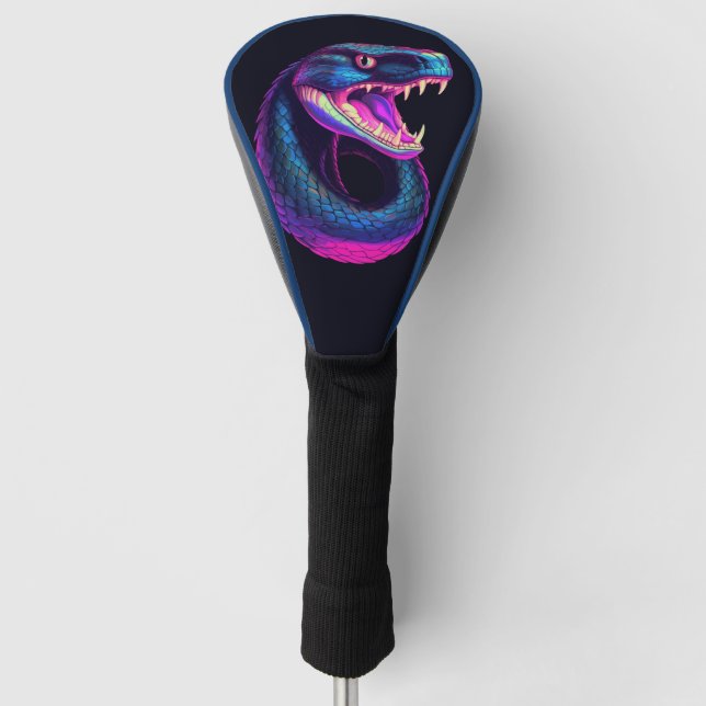 Cobra Snake in Vaporwave-Ästhetik Golf Headcover (Vorderseite)