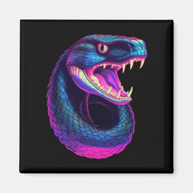 Cobra Snake in Vaporwave-Ästhetik Magnet (Vorne)