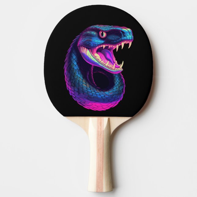 Cobra Snake in Vaporwave-Ästhetik Tischtennis Schläger (Vorderseite)