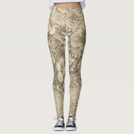 "Cobweb White Vintag Lace" Leggings
