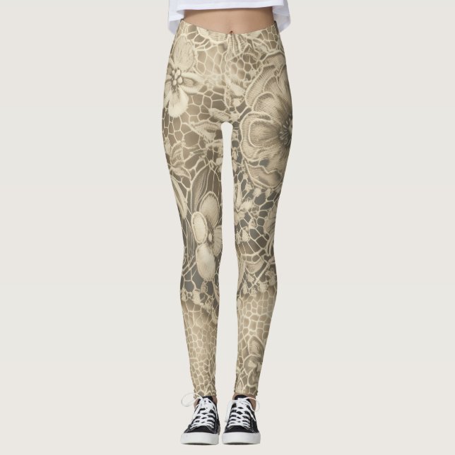 "Cobweb White Vintag Lace" Leggings (Vorderseite)