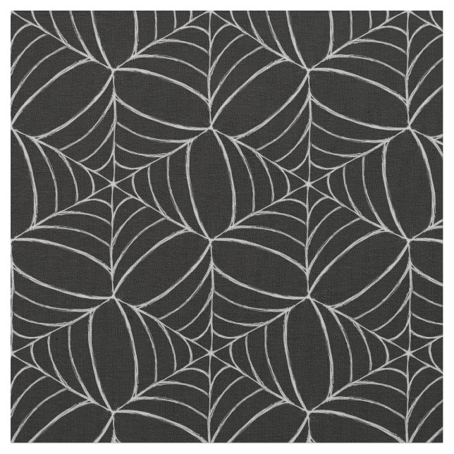 Cobwebs auf schwarzen Spaß gruselig beängstigend H Stoff (Nahaufnahme)