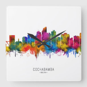 Cochabamba Bolivien Skyline Quadratische Wanduhr