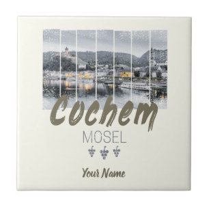 Cochem auf der Mosel Deutschland Vintag Souvenir Fliese