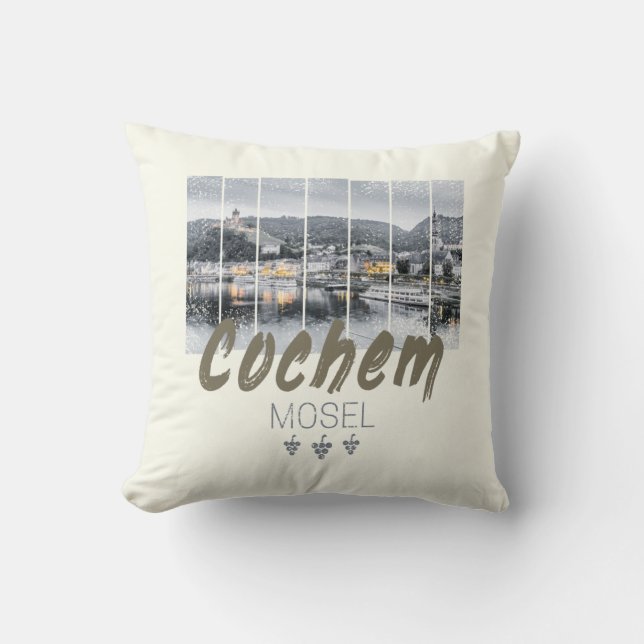Cochem auf der Mosel Deutschland Vintag Souvenir Kissen (Vorderseite)