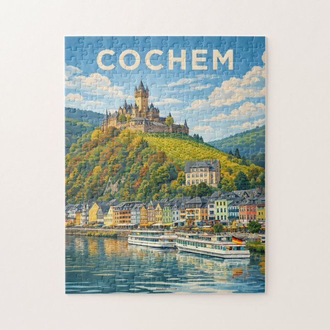 Cochem Deutschland Vintage Reise Kunst Puzzle (Vertikal)