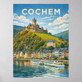 Cochem Deutschland Vintage Reise Poster