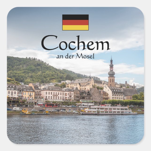 Cochem Germany Souvenir Quadratischer Aufkleber (Vorderseite)