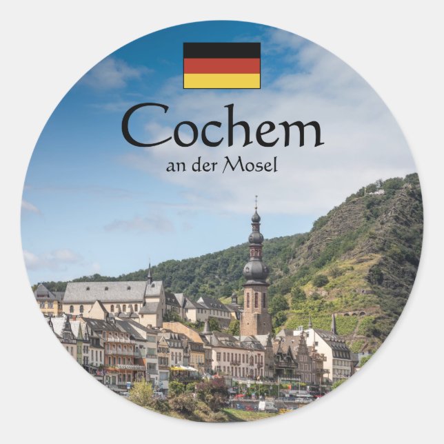 Cochem Germany Souvenir Runder Aufkleber (Vorderseite)
