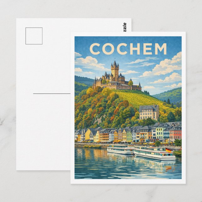 Cochem Germany Vintage Travel Art Postcard Postkarte (Vorne/Hinten)