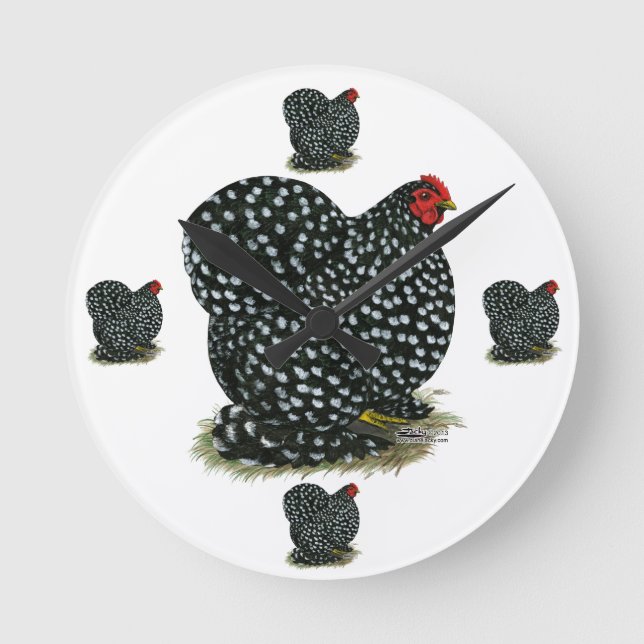 Cochin Mottling Hen Runde Wanduhr (Vorderseite)