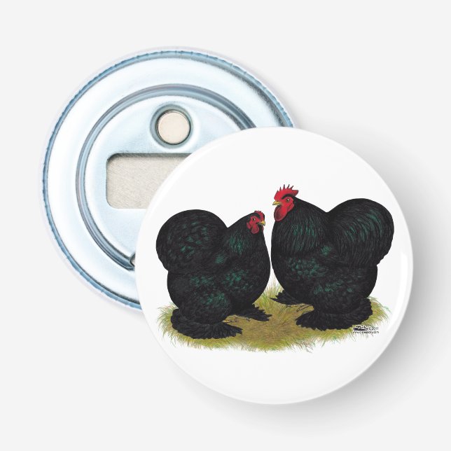 Cochins Black Bantam Pair Flaschenöffner (Vorderseite)