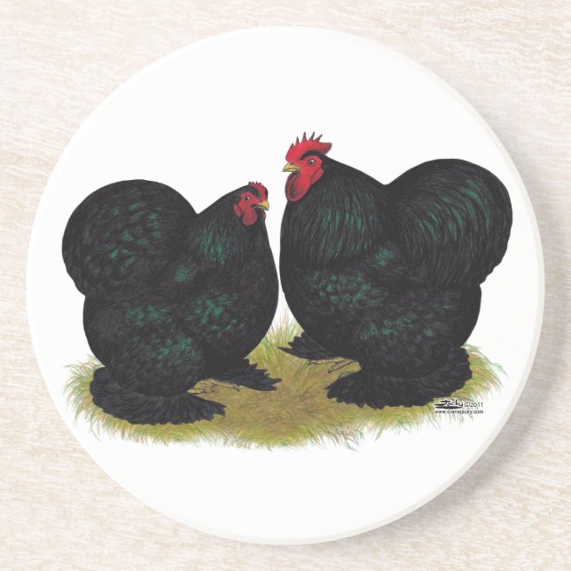 Cochins Black Bantam Pair Getränkeuntersetzer (Vorne)