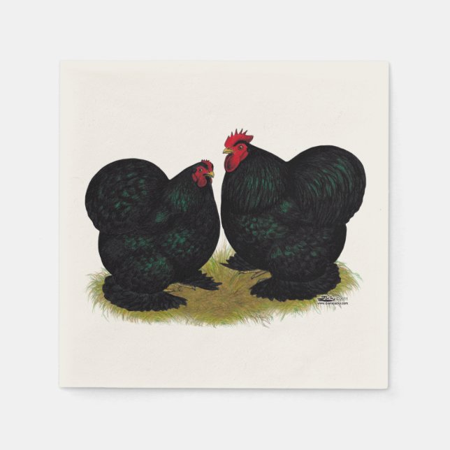 Cochins Black Bantam Pair Serviette (Vorderseite)