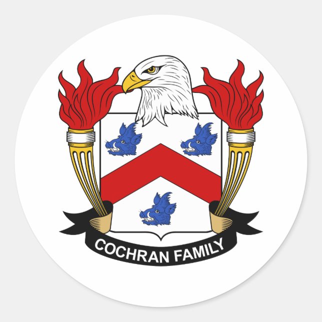 Cochran-Familienwappen Runder Aufkleber (Vorderseite)