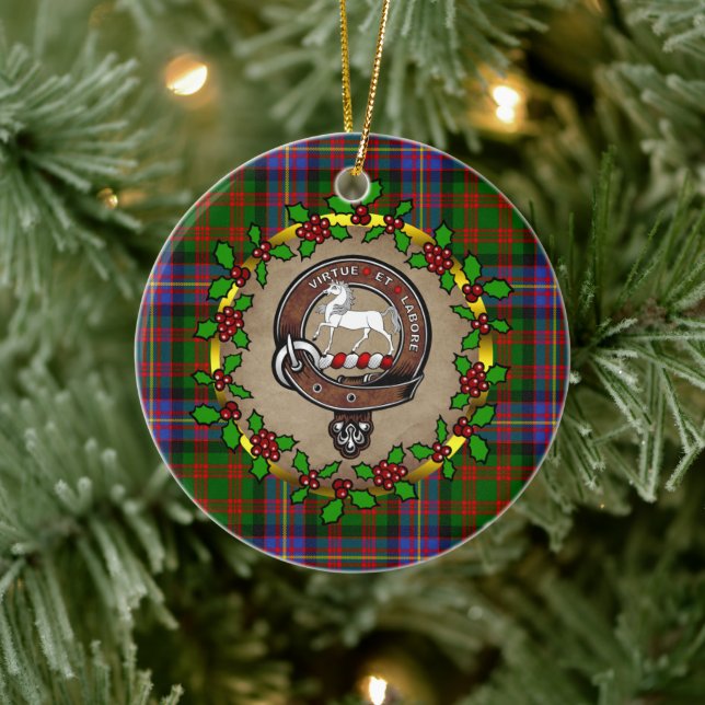 Cochrane Clan Abzeichen & Tartan Personalisierte W Keramik Ornament (Baum)