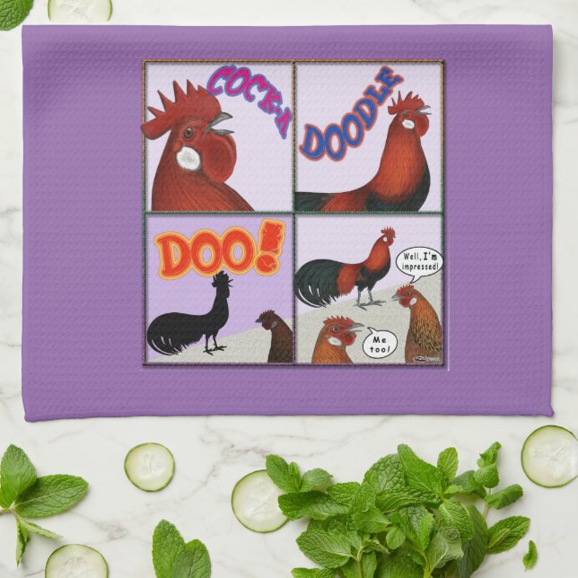 Cock-A-Doodle-Doo! Geschirrtuch (Gefaltet)
