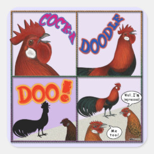 Cock-A-Doodle-Doo! Quadratischer Aufkleber