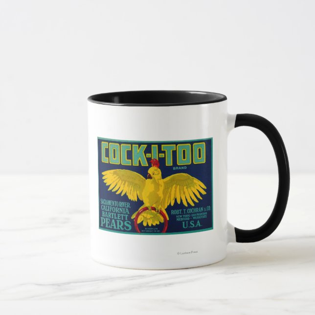 Cock-I-to-Pear-Crate-Etikett Tasse (Rechts)