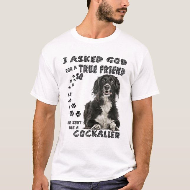 Cockalier Spaniel Quote Mom Dad Print, Cocker Cava T-Shirt (Vorderseite)