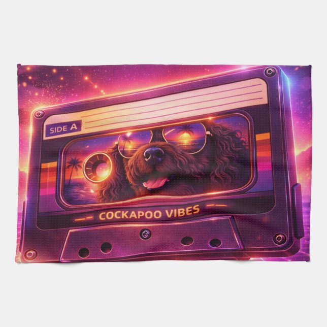 Cockapoo 80er inspiriertes Küchentuch (Horizontal)
