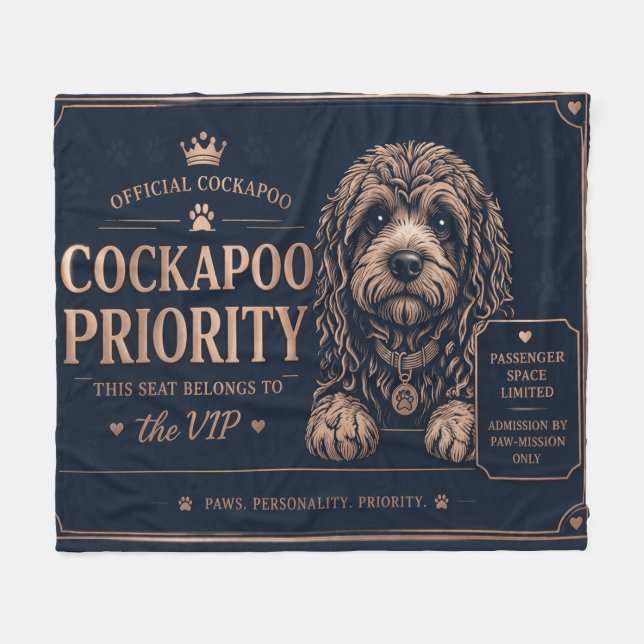Cockapoo-Autodecke Lustiges Hunde-Reisegeschenk Fleecedecke (Vorderseite (Horizontal))