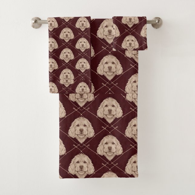Cockapoo-Badezimmer-Handtuch-Set Süßes Hundemuster Badhandtuch Set (Insitu)