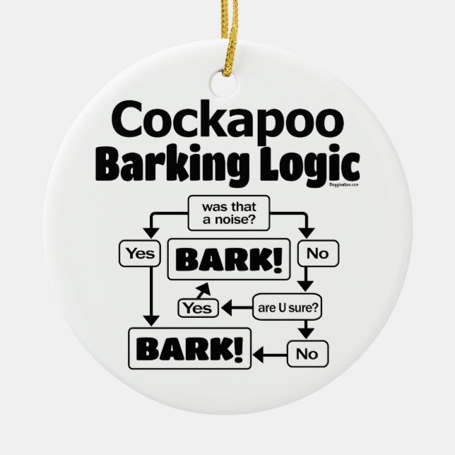 Cockapoo Barking Logic Keramik Ornament (Vorne)