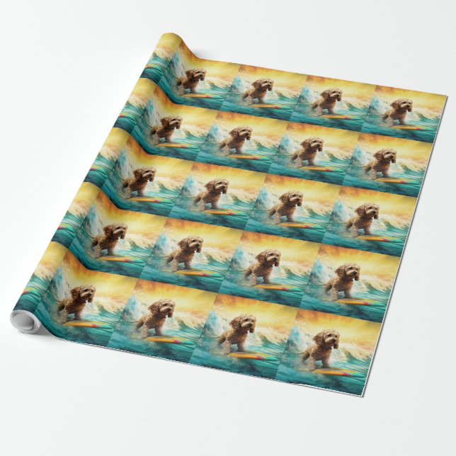 Cockapoo Beach Surfgrafik Geschenkpapier (Ungerollt)