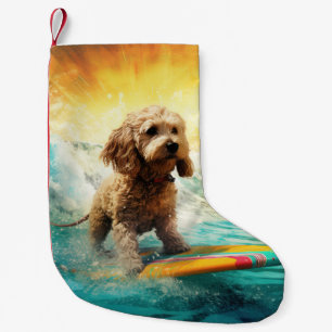 Cockapoo Beach Surfgrafik Kleiner Weihnachtsstrumpf