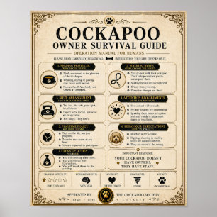 Cockapoo-Besitzer-Überlebensratgeber Poster-Gesche Poster