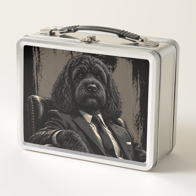 Cockapoo Boss Dog Lunchbox – Vintage-Stil (Vorderseite)