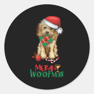 Cockapoo Cavapoo Doodle Santa Merry Woofmas Runder Aufkleber