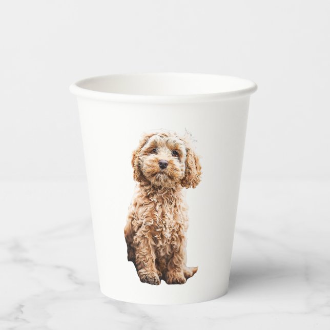 Cockapoo Cavoodle Labradoodle Niedlicher Welpenhun Pappbecher (Vorderseite)