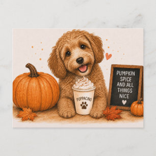 Cockapoo Cozy Kürbisgewürz Herbst Puppaccino Postkarte