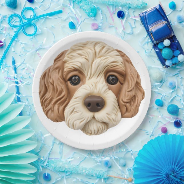 Cockapoo Dog 3D Inspiriert Pappteller (Party)