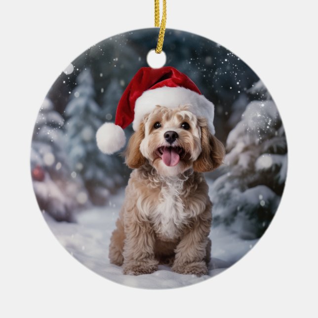 Cockapoo Dog Christmas Keepake Keramik Ornament (Vorne)