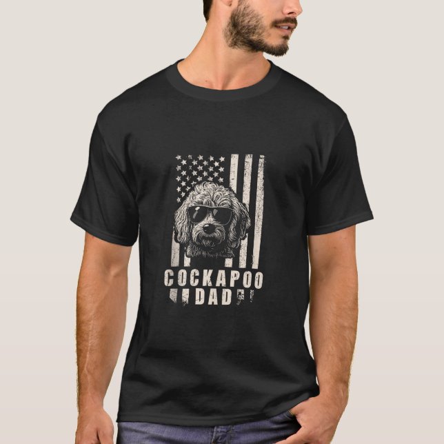 Cockapoo Dog Dad American Flag Gifts for Best Fath T-Shirt (Vorderseite)