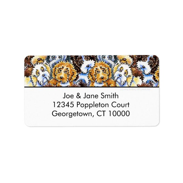 Cockapoo Dog Pack White Adressaufkleber (Vorne)