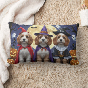 Cockapoo Dog Pumpkin Halloween Funny Lendenkissen