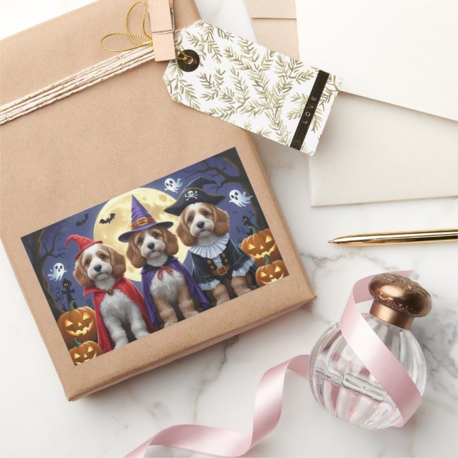 Cockapoo Dog Pumpkin Halloween Funny Rechteckiger Aufkleber (Schenken)