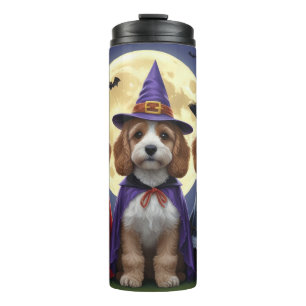 Cockapoo Dog Pumpkin Halloween Funny Thermosbecher
