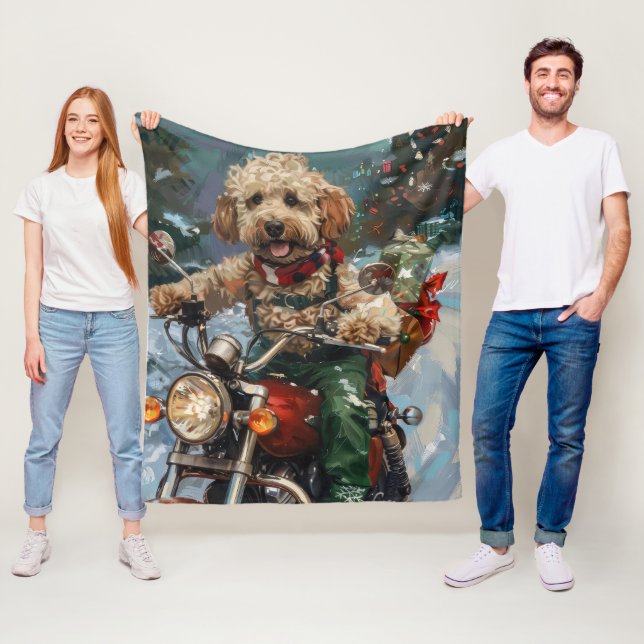 Cockapoo Dog Reiten Motorrad Weihnachten Fleecedecke (Beispiel)