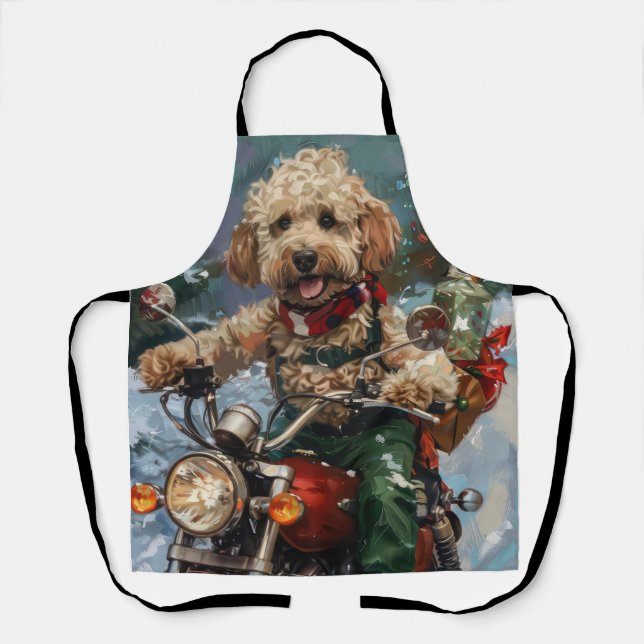 Cockapoo Dog Reiten Motorrad Weihnachten Schürze (Vorderseite)