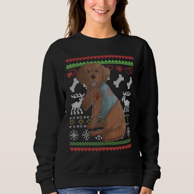 Cockapoo Dog Santa Claus Ugly Weihnachtsmuster X Sweatshirt (Vorderseite)