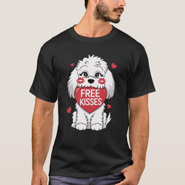 Cockapoo Dog Valentinstag Freie Kisses T-Shirt (Vorderseite)