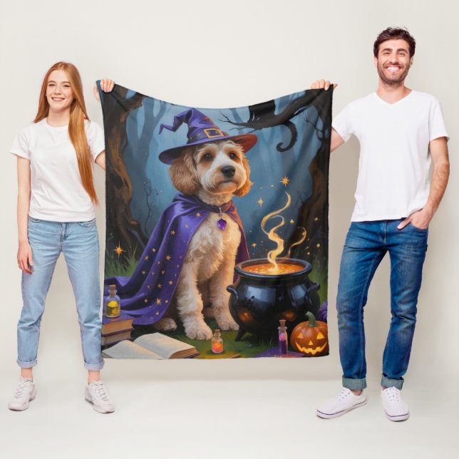 Cockapoo Dog Whimsical Halloween Malerei Fleecedecke (Beispiel)